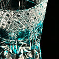 JR Edo Kiriko Hand-Cut Aqua Blue Crystal Whiskey Glass