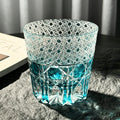 JR Edo Kiriko Hand-Cut Aqua Blue Crystal Whiskey Glass