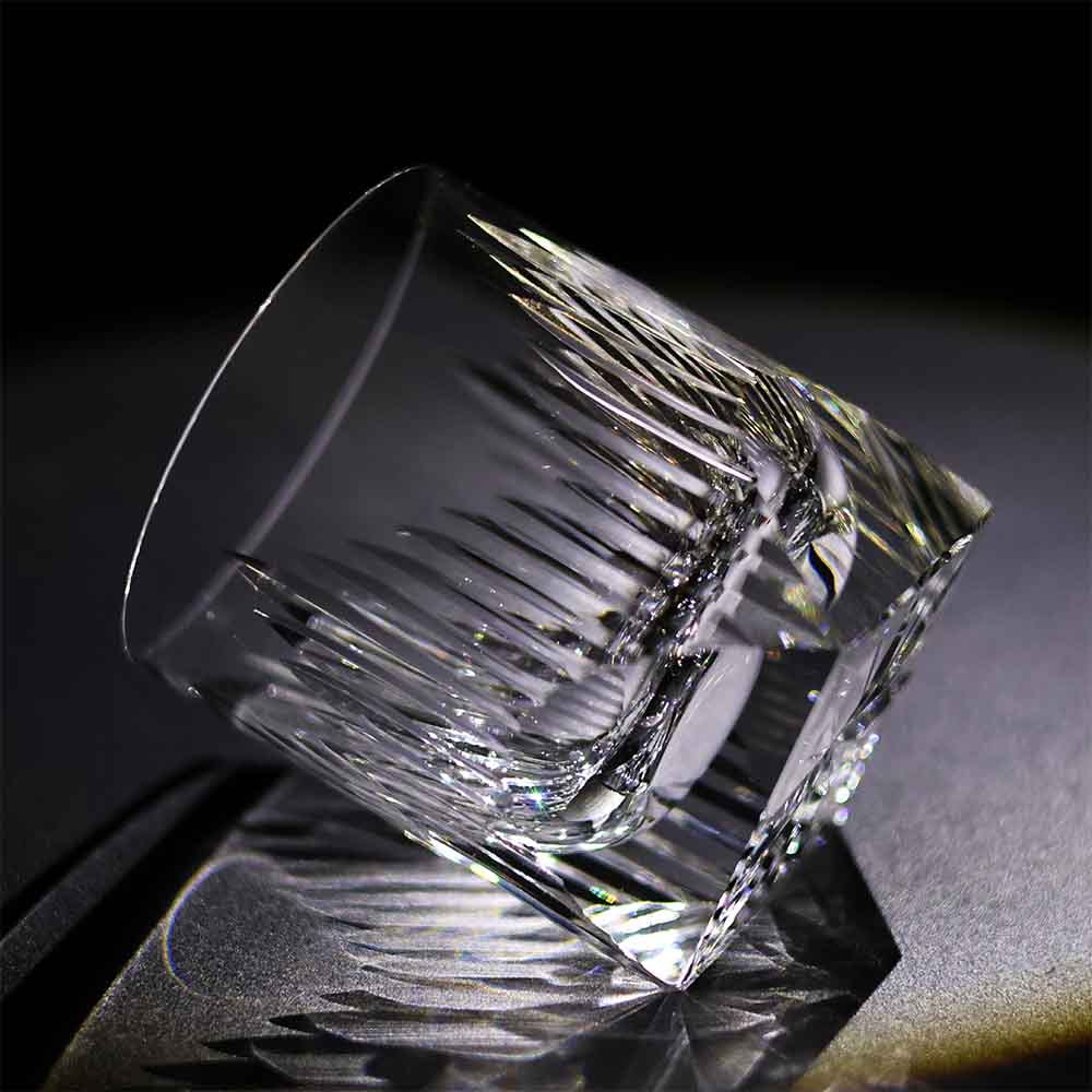 JR Edo Kiriko Hand-Cut Aurora Crystal Whiskey Glass