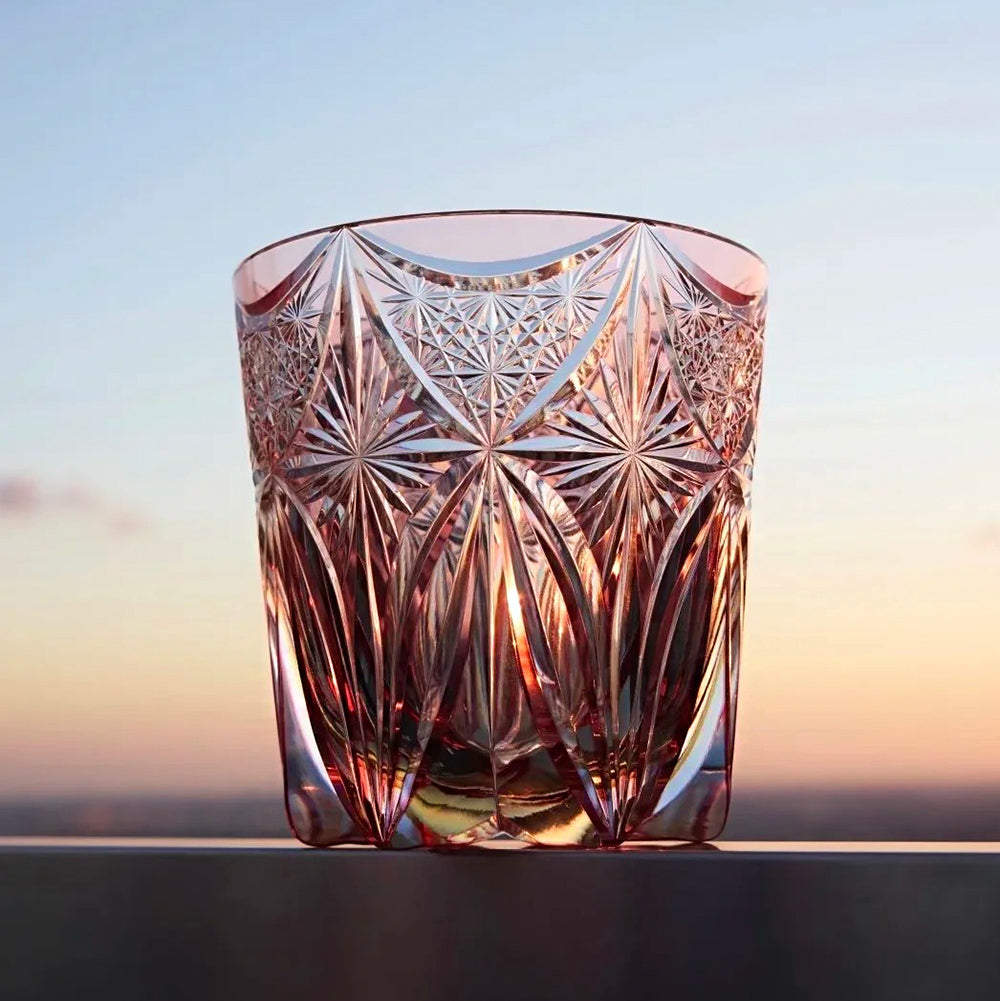 JR Edo Kiriko Hand-Cut Benikoh Crystal Whiskey Glass