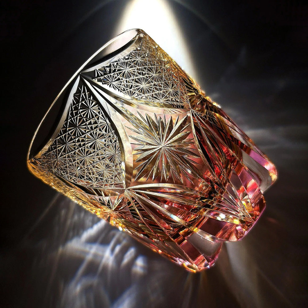 JR Edo Kiriko Hand-Cut Benikoh Crystal Whiskey Glass