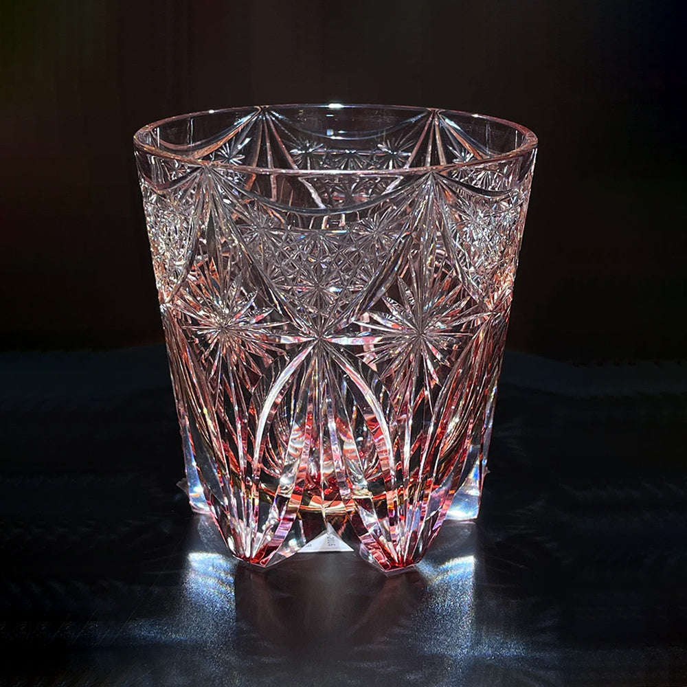 JR Edo Kiriko Hand-Cut Benikoh Crystal Whiskey Glass