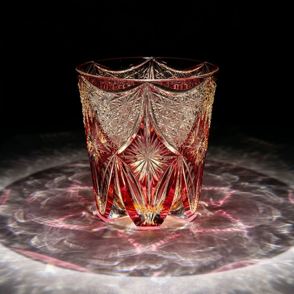 JR Edo Kiriko Hand-Cut Benikoh Crystal Whiskey Glass