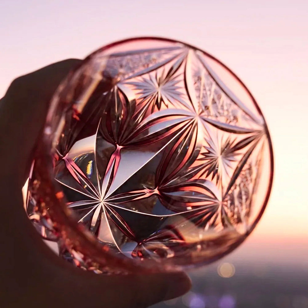 JR Edo Kiriko Hand-Cut Benikoh Crystal Whiskey Glass