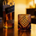 JR Edo Kiriko Hand-Cut Black Samurai Crystal Whiskey Glass
