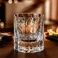 JR Edo Kiriko Hand-Cut Black Samurai Crystal Whiskey Glass
