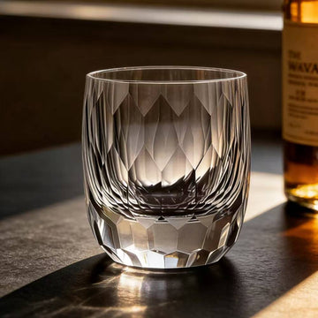 JR Edo Kiriko Hand-Cut Faceted Oval Crystal Whiskey Glass