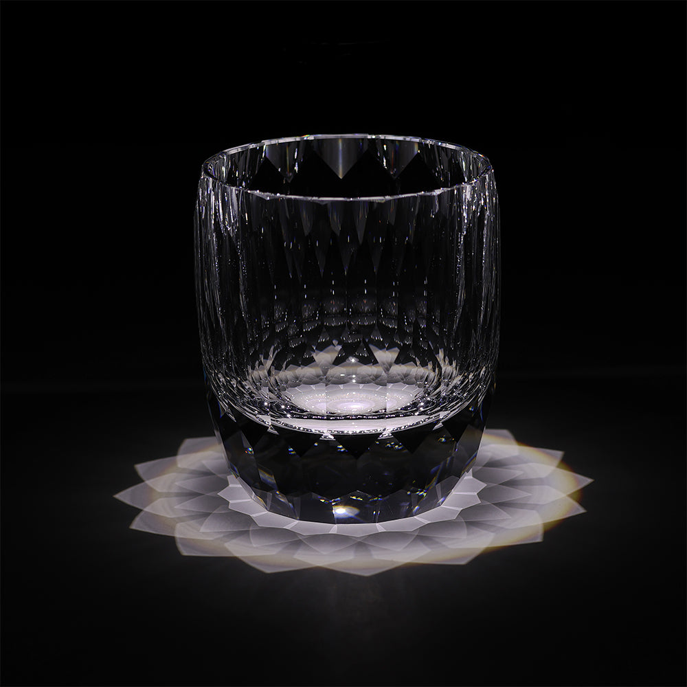 JR Edo Kiriko Hand-Cut Faceted Oval Crystal Whiskey Glass