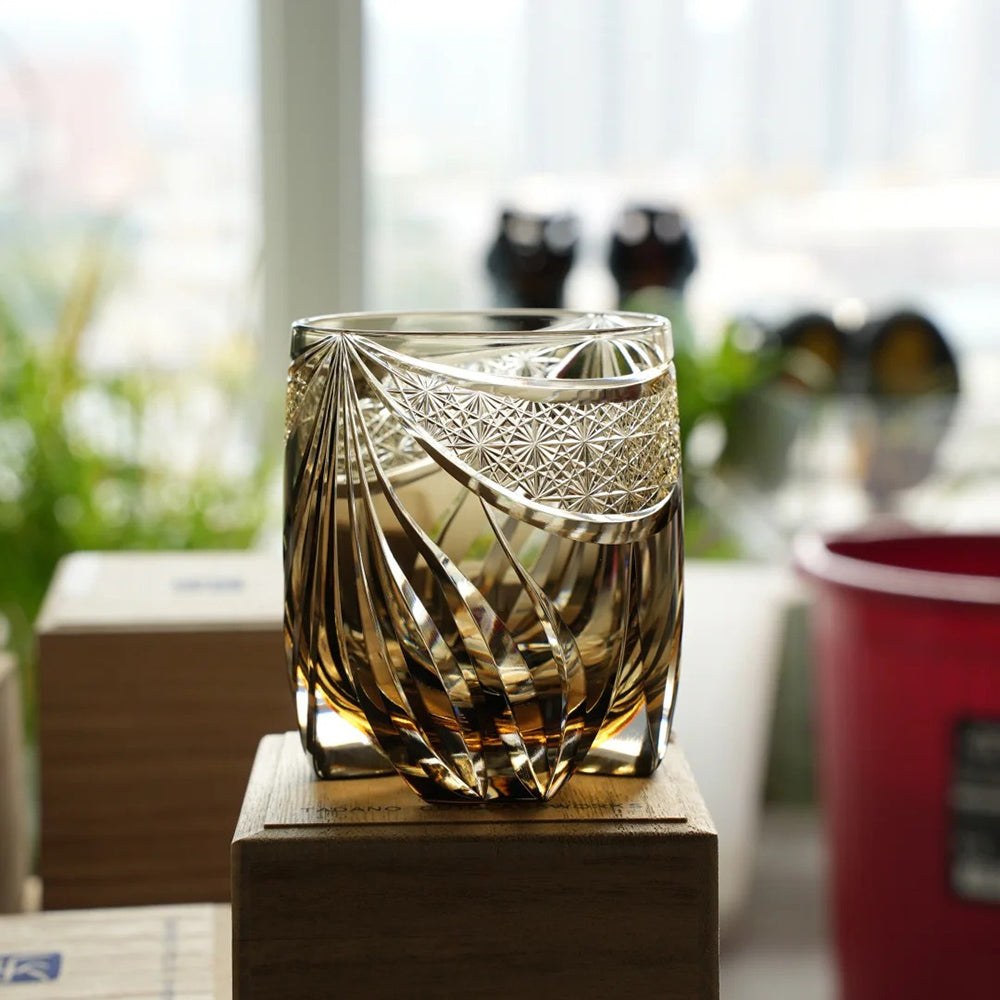 JR Edo Kiriko Hand-Cut Hayate Crystal Whiskey Glass