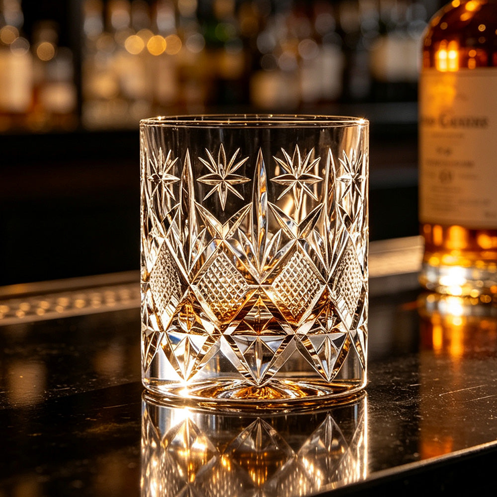 JR Edo Kiriko Hand-Cut Manten Crystal Whiskey Glass