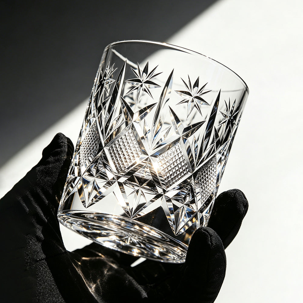 JR Edo Kiriko Hand-Cut Manten Crystal Whiskey Glass