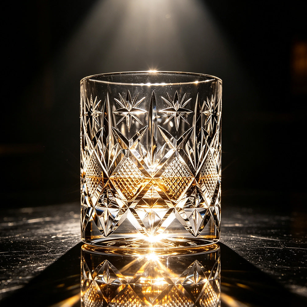 JR Edo Kiriko Hand-Cut Manten Crystal Whiskey Glass
