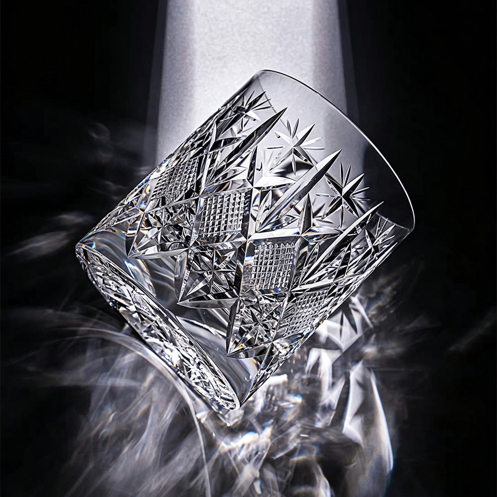 JR Edo Kiriko Hand-Cut Manten Crystal Whiskey Glass