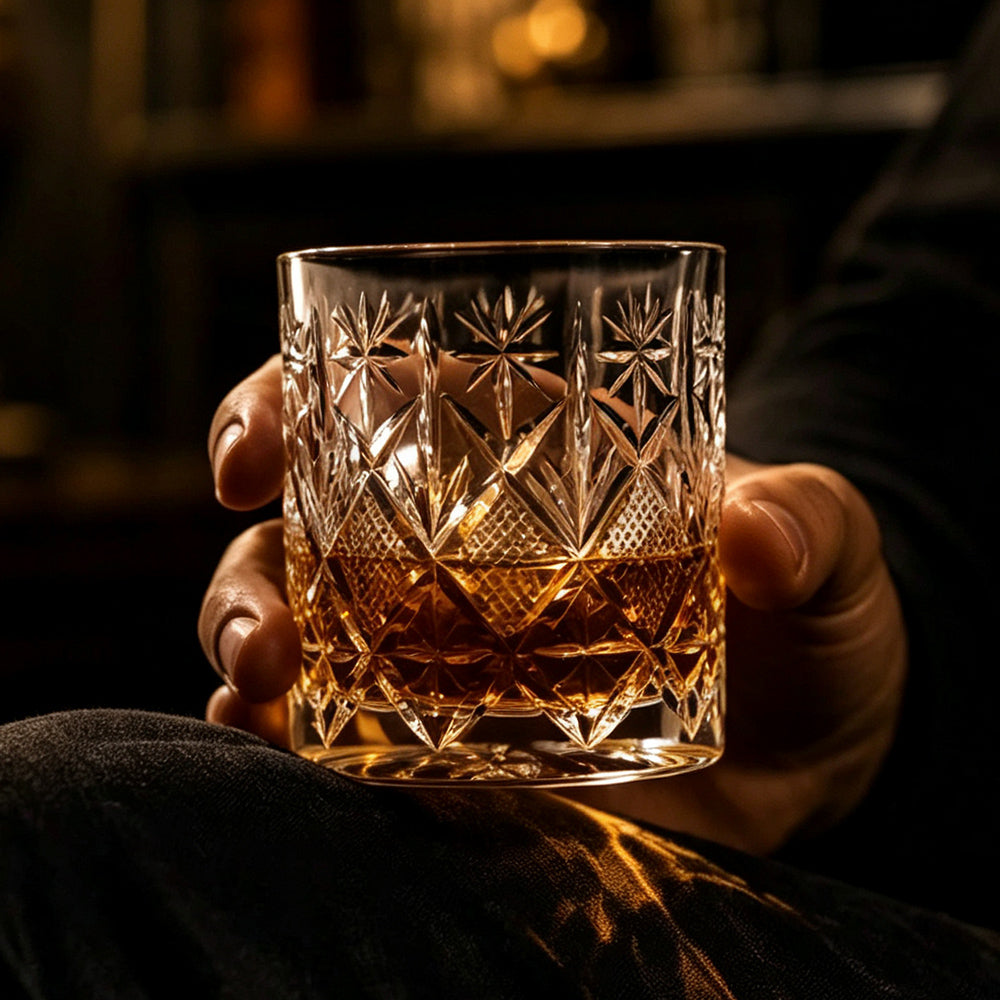 JR Edo Kiriko Hand-Cut Manten Crystal Whiskey Glass