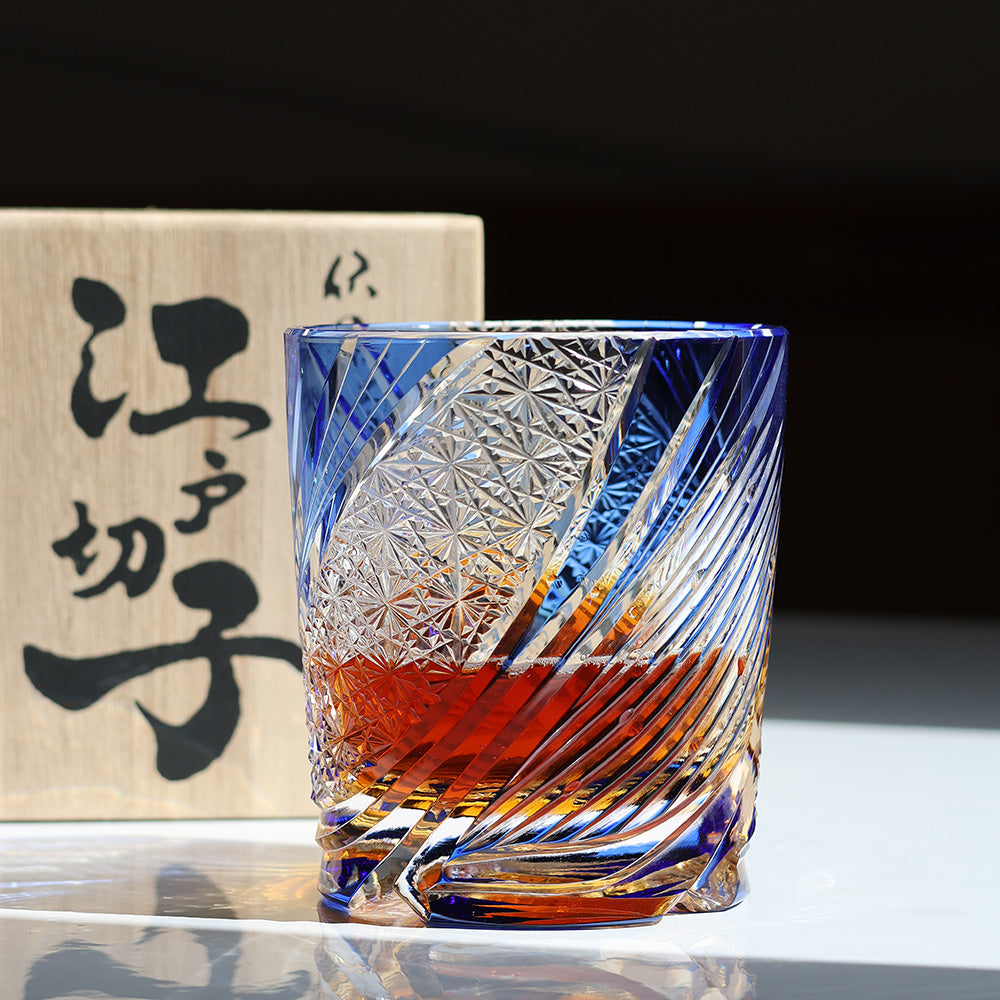 JR Edo Kiriko Hand-Cut Meteor Crystal Whiskey Glass