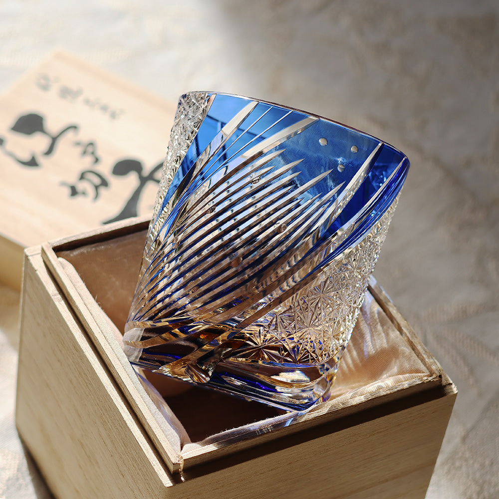 JR Edo Kiriko Hand-Cut Meteor Crystal Whiskey Glass