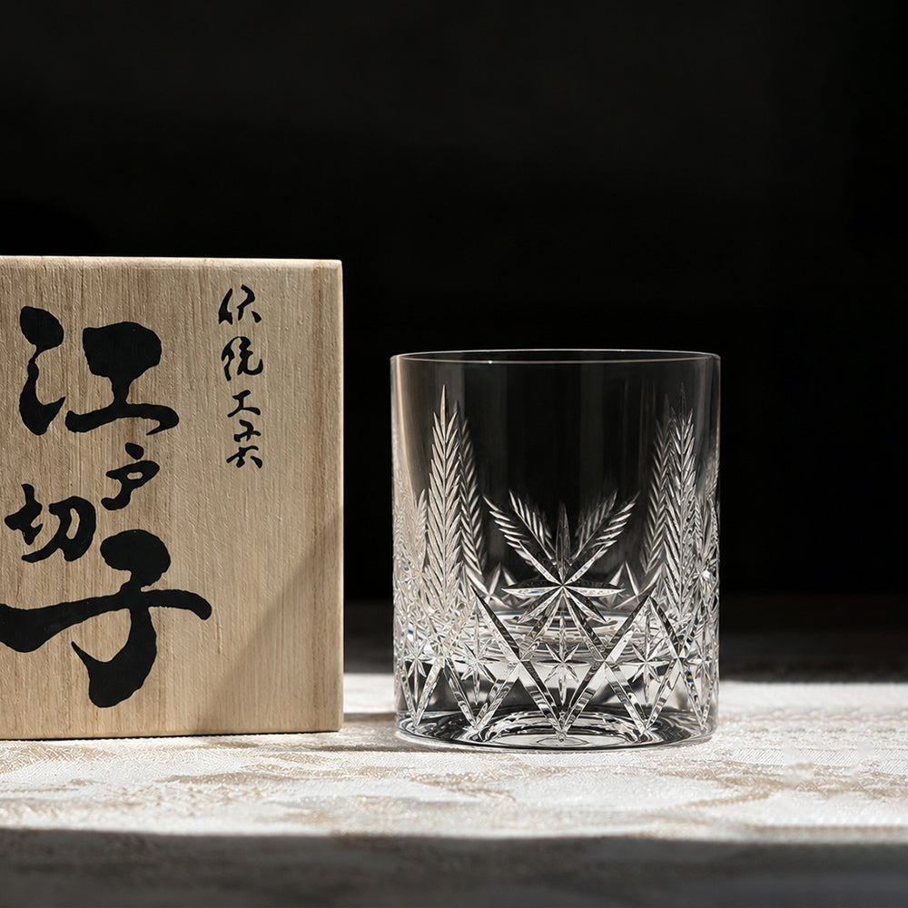 JR Edo Kiriko Hand-Cut Minori Crystal Whiskey Glass