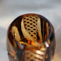 JR Edo Kiriko Hand-Cut Owl Amber Crystal Whiskey Glass