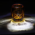 JR Edo Kiriko Hand-Cut Owl Amber Crystal Whiskey Glass