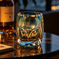 JR Edo Kiriko Hand-Cut Owl Amber Crystal Whiskey Glass