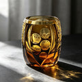 JR Edo Kiriko Hand-Cut Owl Amber Crystal Whiskey Glass