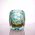 JR Edo Kiriko Hand-Cut Owl Amber Crystal Whiskey Glass