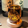 JR Edo Kiriko Hand-Cut Owl Amber Crystal Whiskey Glass