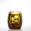 JR Edo Kiriko Hand-Cut Owl Amber Crystal Whiskey Glass