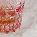 JR Edo Kiriko Hand-Cut Pink Fluorite Crystal Whiskey Glass