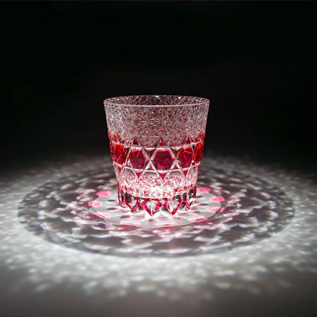JR Edo Kiriko Hand-Cut Pink Fluorite Crystal Whiskey Glass
