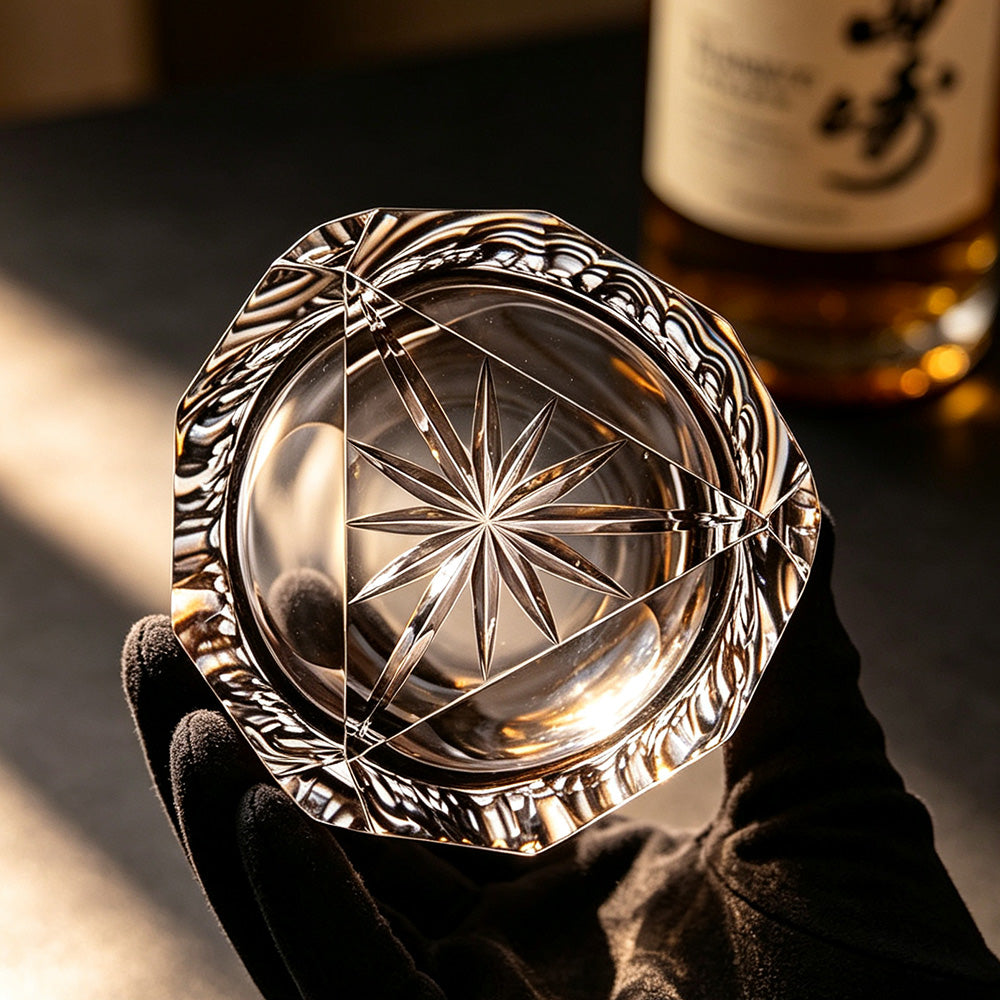 JR Edo Kiriko Hand-Cut Shinme Crystal Whiskey Glass