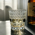 JR Edo Kiriko Hand-Cut Smoky Green Fluorite Crystal Whiskey Glass