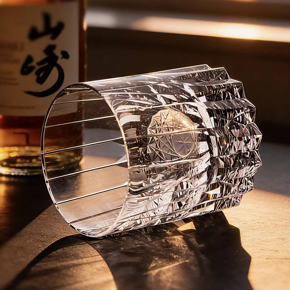 JR Edo Kiriko Hand-Cut Starburst Crystal Whiskey Glass