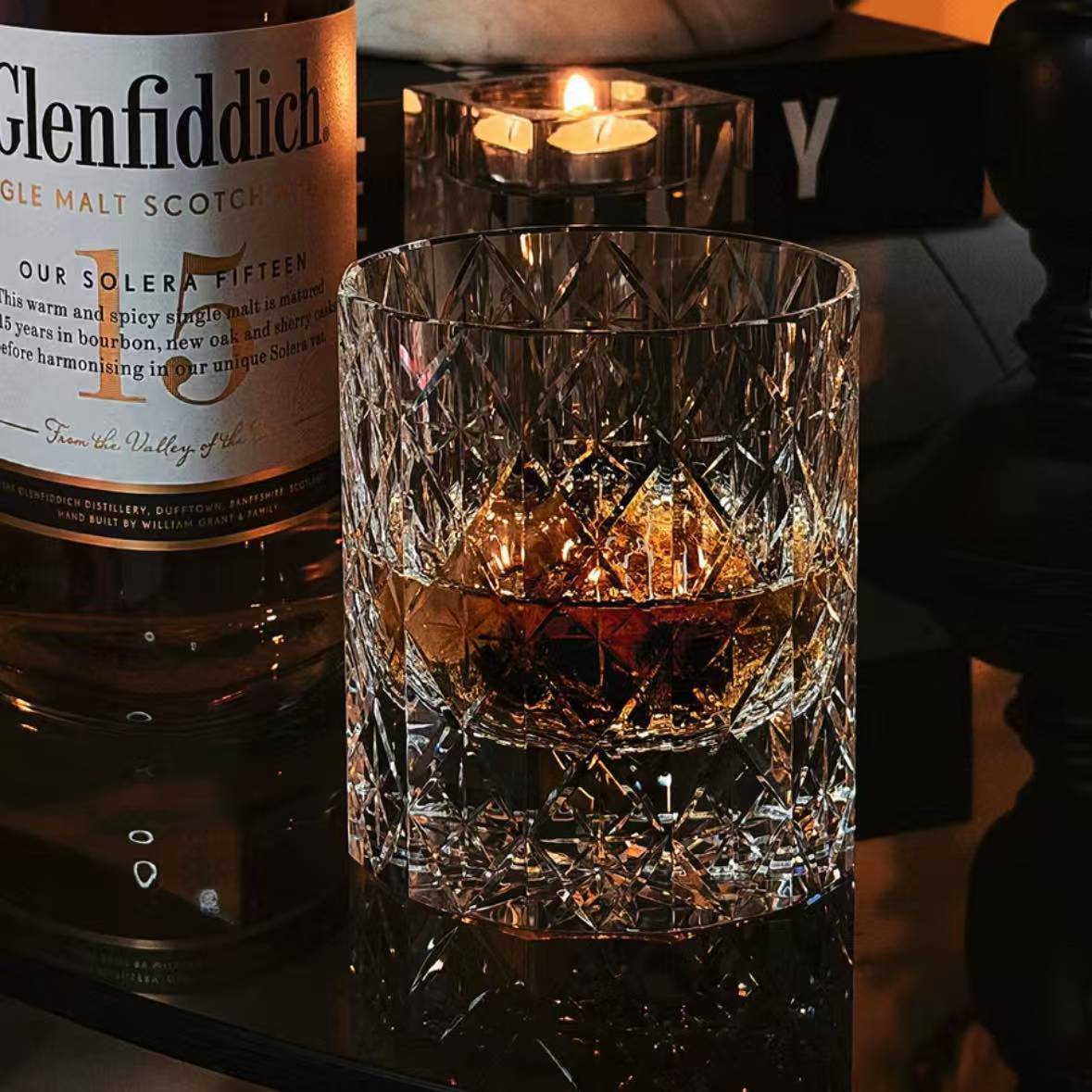 JR Edo Kiriko Hand-Cut Stellar Prism Crystal Whiskey Glass