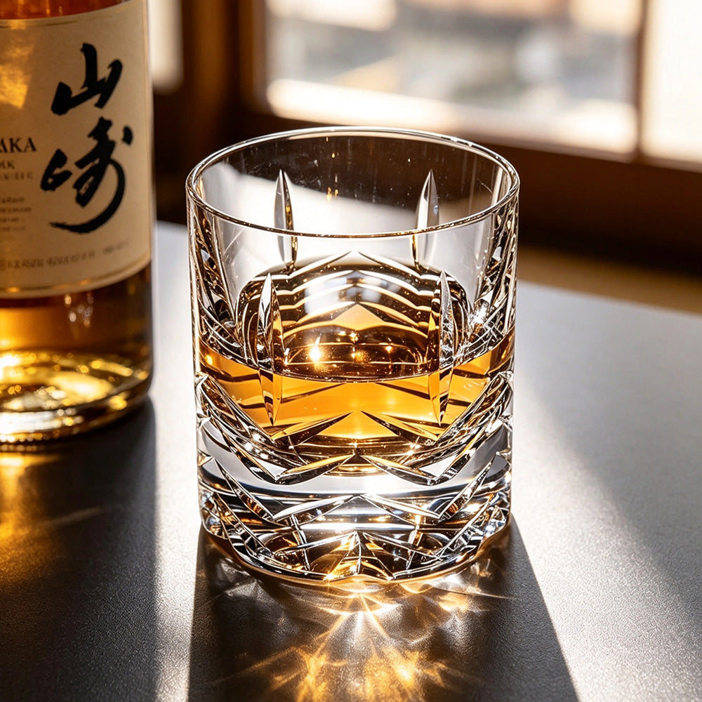JR Edo Kiriko Hand-Cut Tsurara Crystal Whiskey Glass