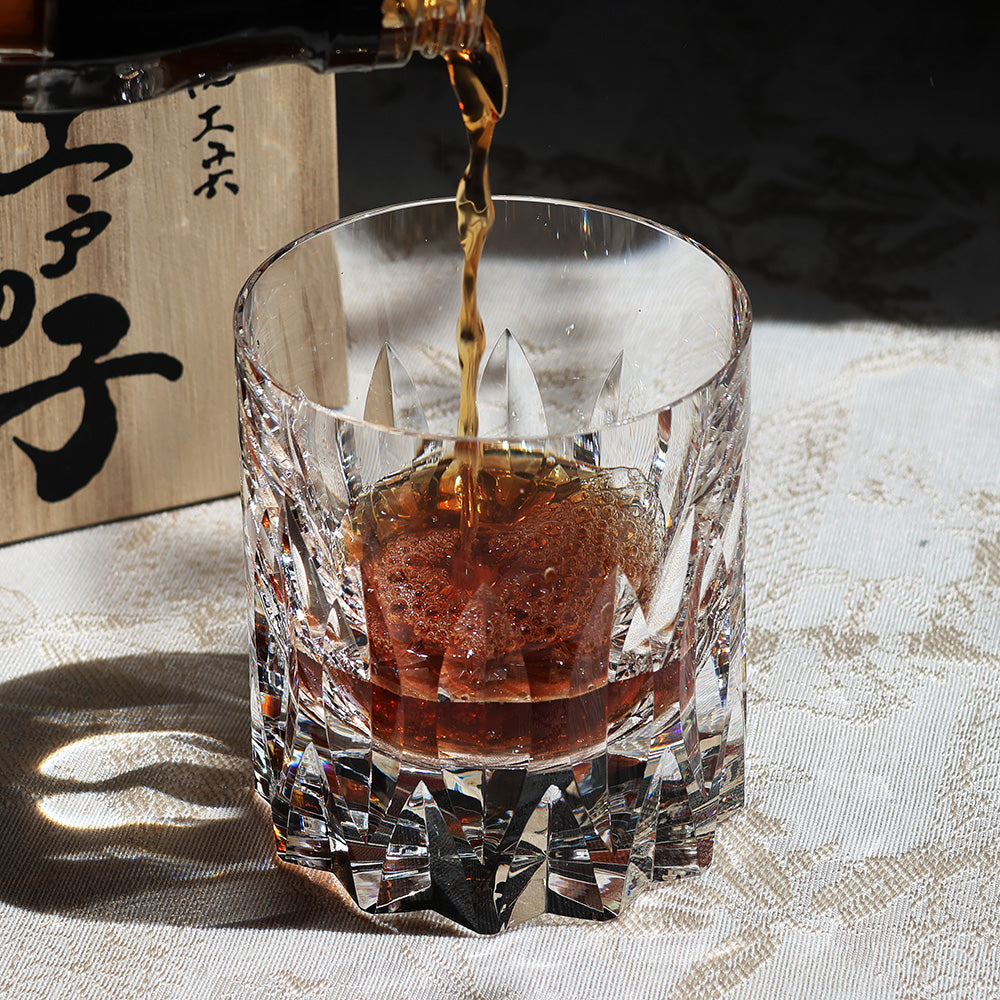 JR Edo Kiriko Hand-Cut Tsurugi K9 Crystal Whiskey Glass