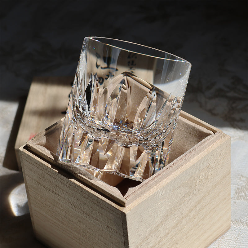 JR Edo Kiriko Hand-Cut Tsurugi K9 Crystal Whiskey Glass