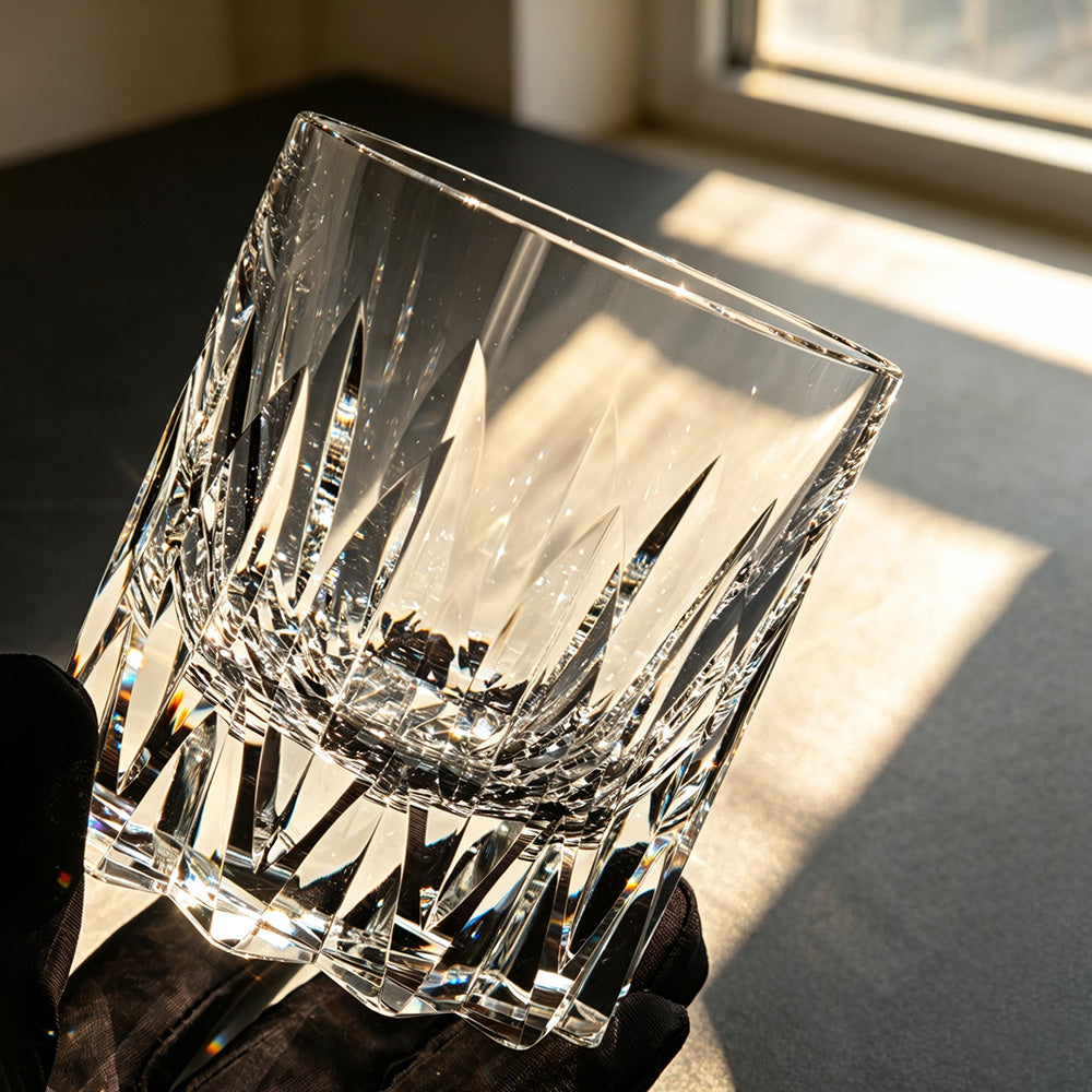 JR Edo Kiriko Hand-Cut Tsurugi K9 Crystal Whiskey Glass