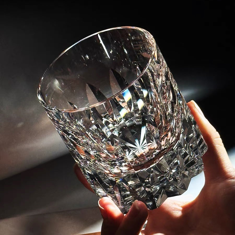 JR Edo Kiriko Hand-Cut Tsurugi K9 Crystal Whiskey Glass
