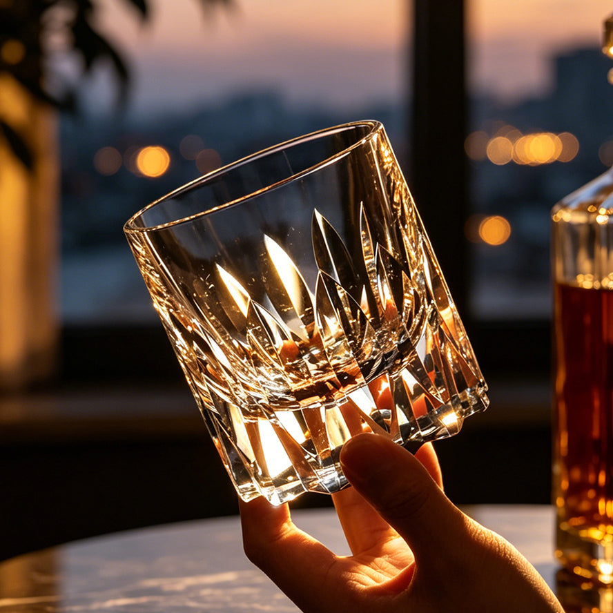 JR Edo Kiriko Hand-Cut Tsurugi K9 Crystal Whiskey Glass