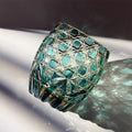 JR Edo Kiriko Hand-cut Kagome Teal Blue Crystal Whiskey Glass