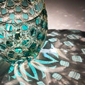 JR Edo Kiriko Hand-cut Kagome Teal Blue Crystal Whiskey Glass