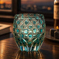 JR Edo Kiriko Hand-cut Kagome Teal Blue Crystal Whiskey Glass