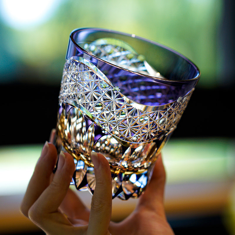 Edo Kiriko Handcrafted Akebono Whiskey Glass