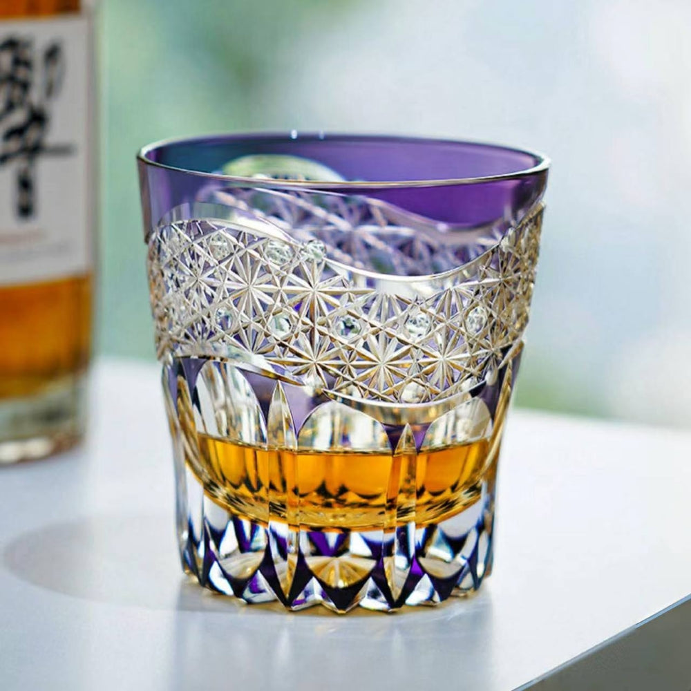 Edo Kiriko Handcrafted Akebono Whiskey Glass