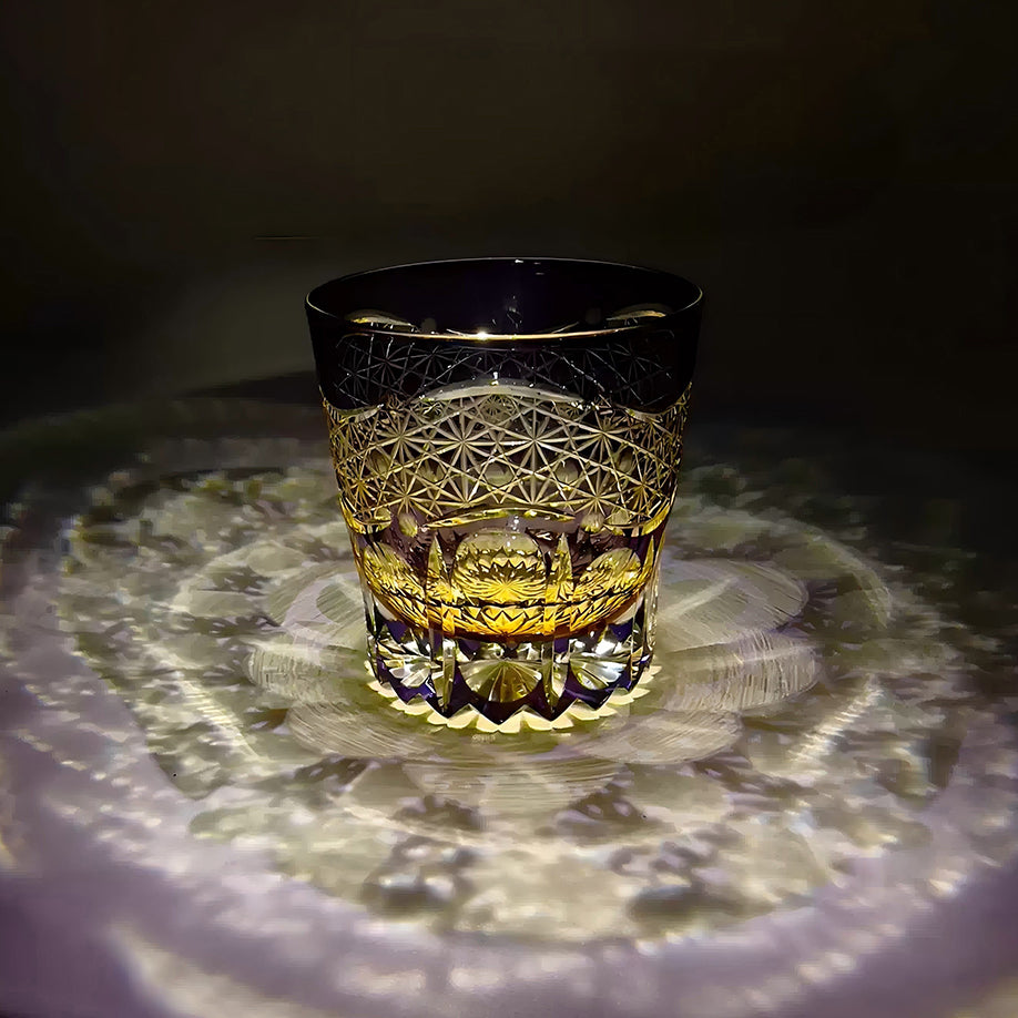 Edo Kiriko Handcrafted Akebono Whiskey Glass