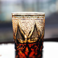 Edo Kiriko Handcrafted Amber Candlelight Whiskey Glass