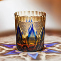 Edo Kiriko Handcrafted Amber Candlelight Whiskey Glass