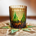 Edo Kiriko Handcrafted Amber Candlelight Whiskey Glass