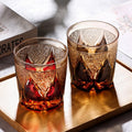 Edo Kiriko Handcrafted Amber Candlelight Whiskey Glass